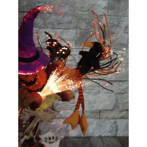 Halloween Fiber Optic Tree 16" Light Changing Pumpkin Ghost Bat Fall Table Decor - Picture 11 of 13